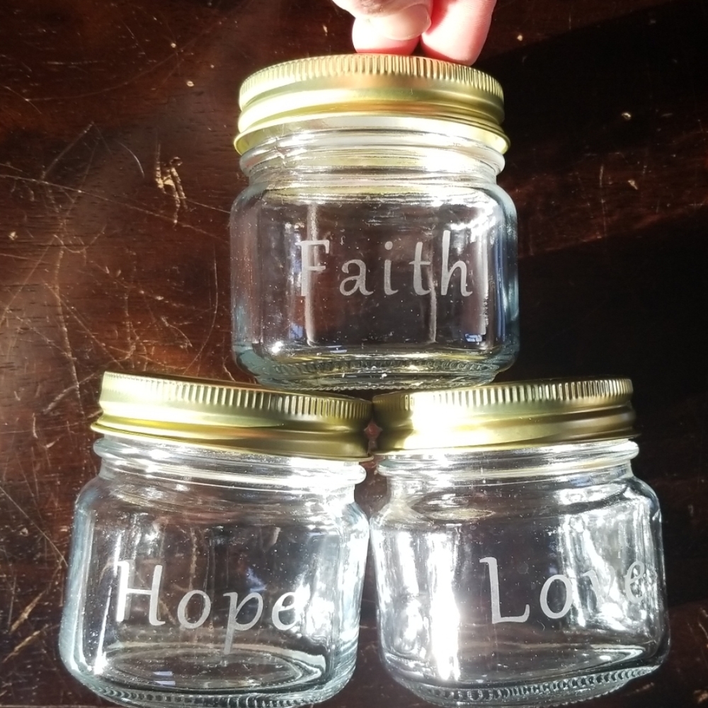 Etched mason jars